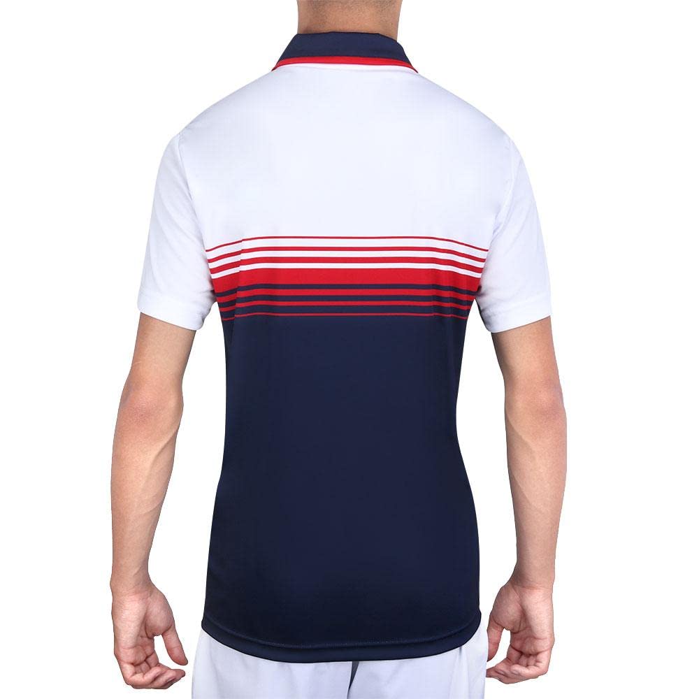 Camisa Polo Fila Aztec Box Colors Branco Marinho e Vermelho-g